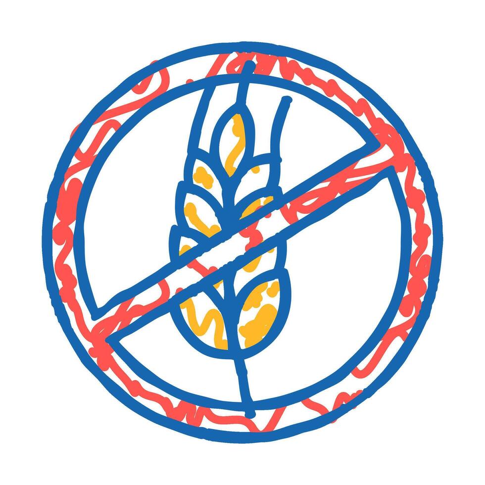 gluten free product label warning icon doodle illustration vector