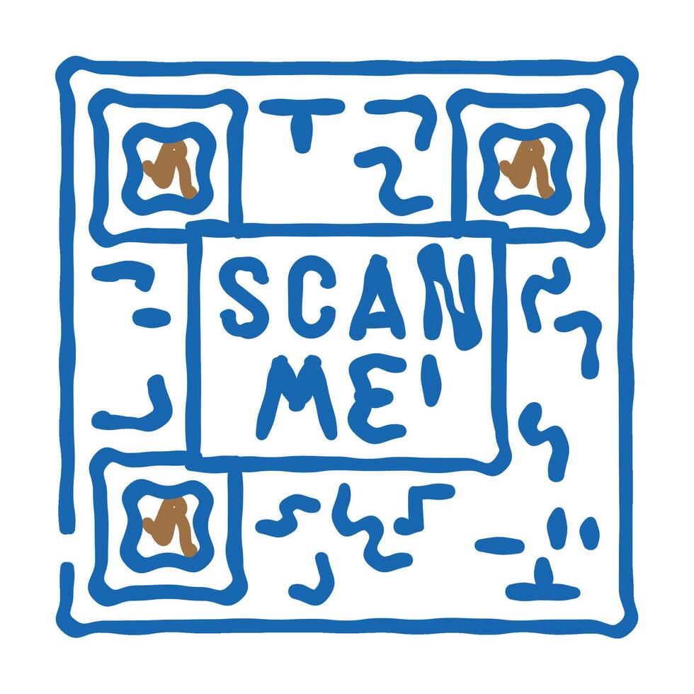 scan me product label caution icon doodle illustration vector
