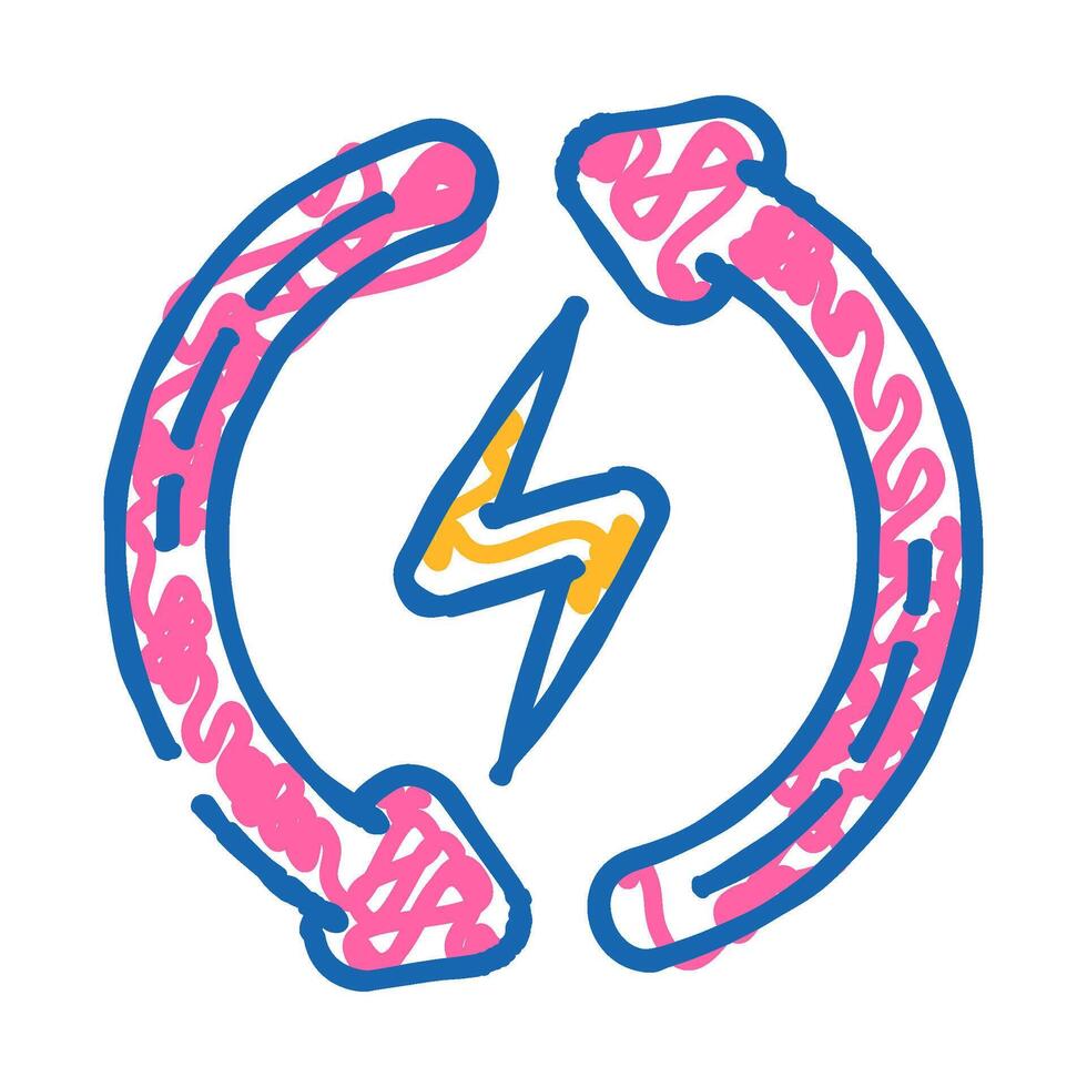 auto reset product label caution icon doodle illustration vector