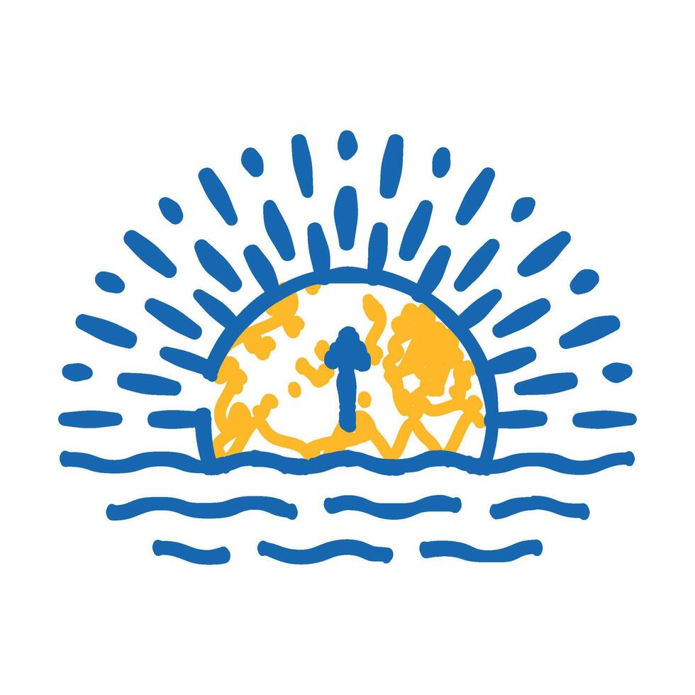 rising sun progress icon doodle illustration vector