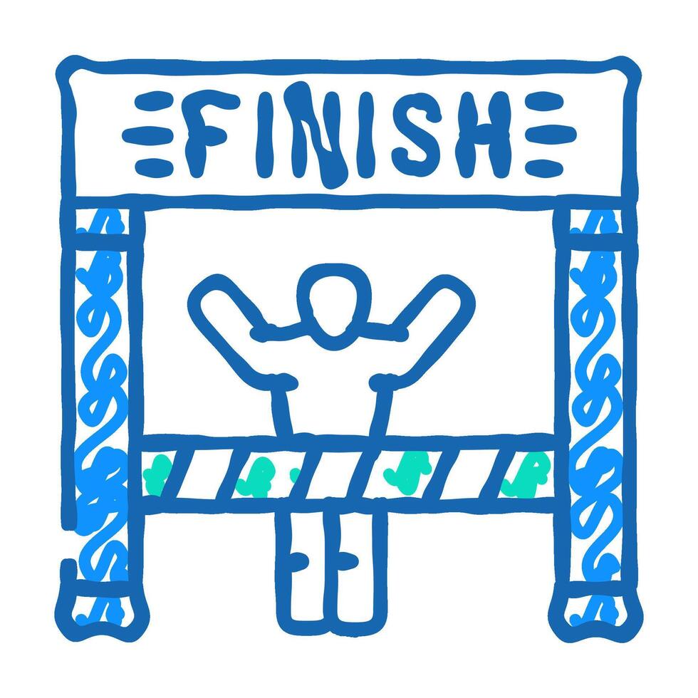 marathon finish progress icon doodle illustration vector