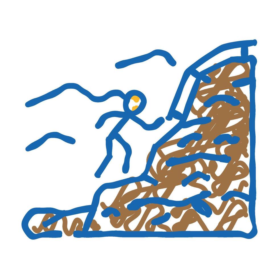 climbing mountain progress icon doodle illustration vector