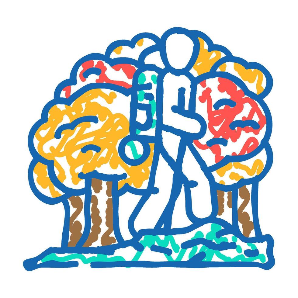 hiking fall foliage autumn icon doodle illustration vector