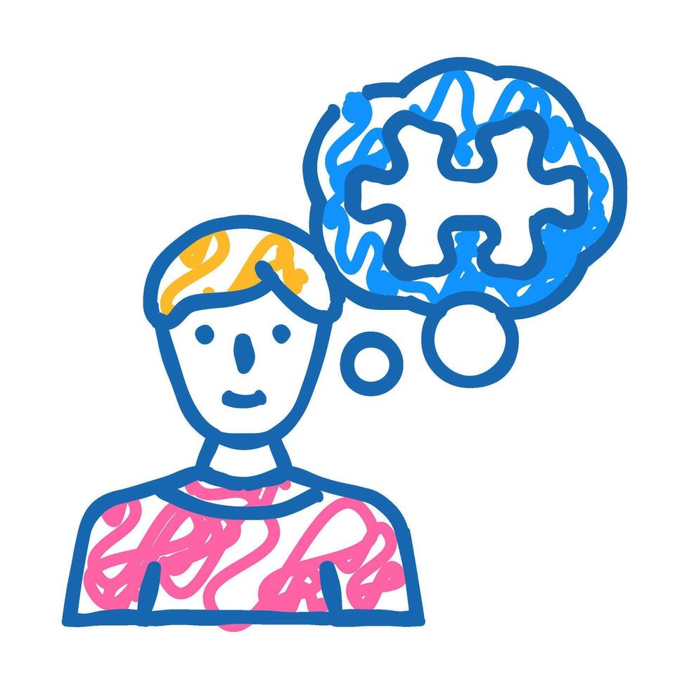 problem solving business process icon doodle illustration vector