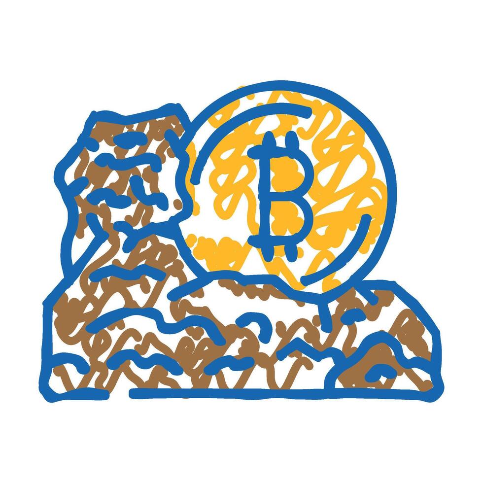 cryptocurrency mining icon doodle illustration vector