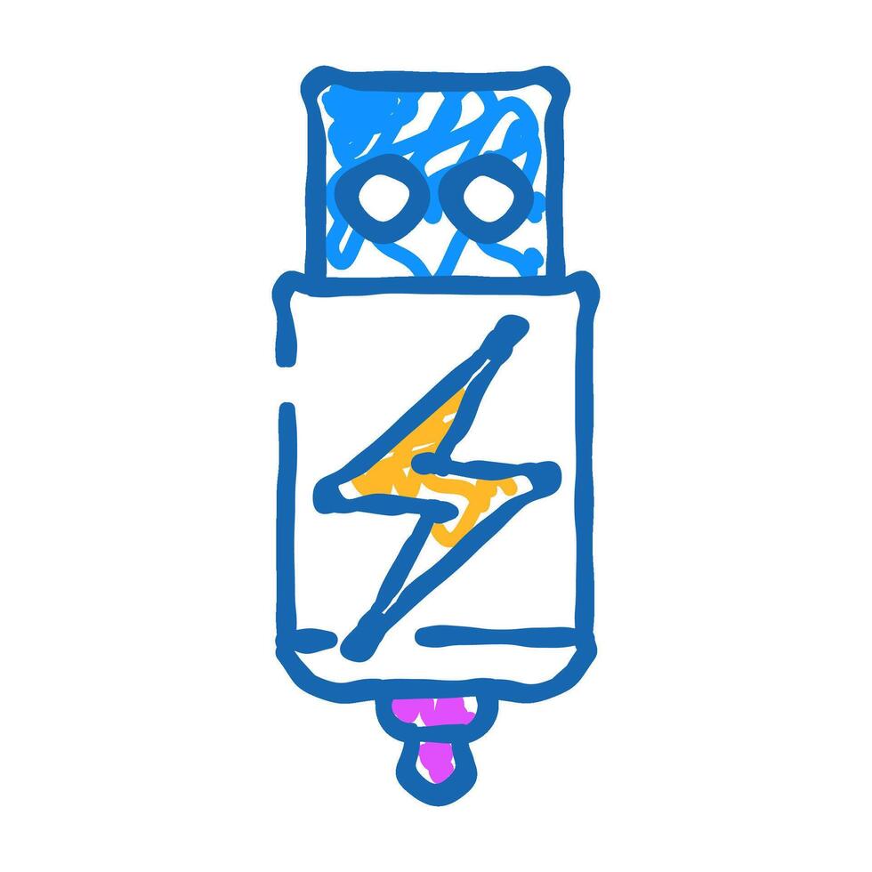 usb charging label product caution icon doodle illustration vector