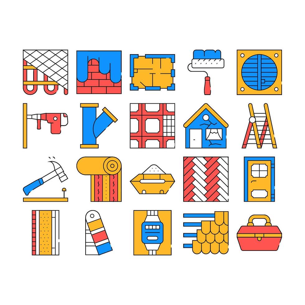 Renovation Home Repair Collection Icons Set vector