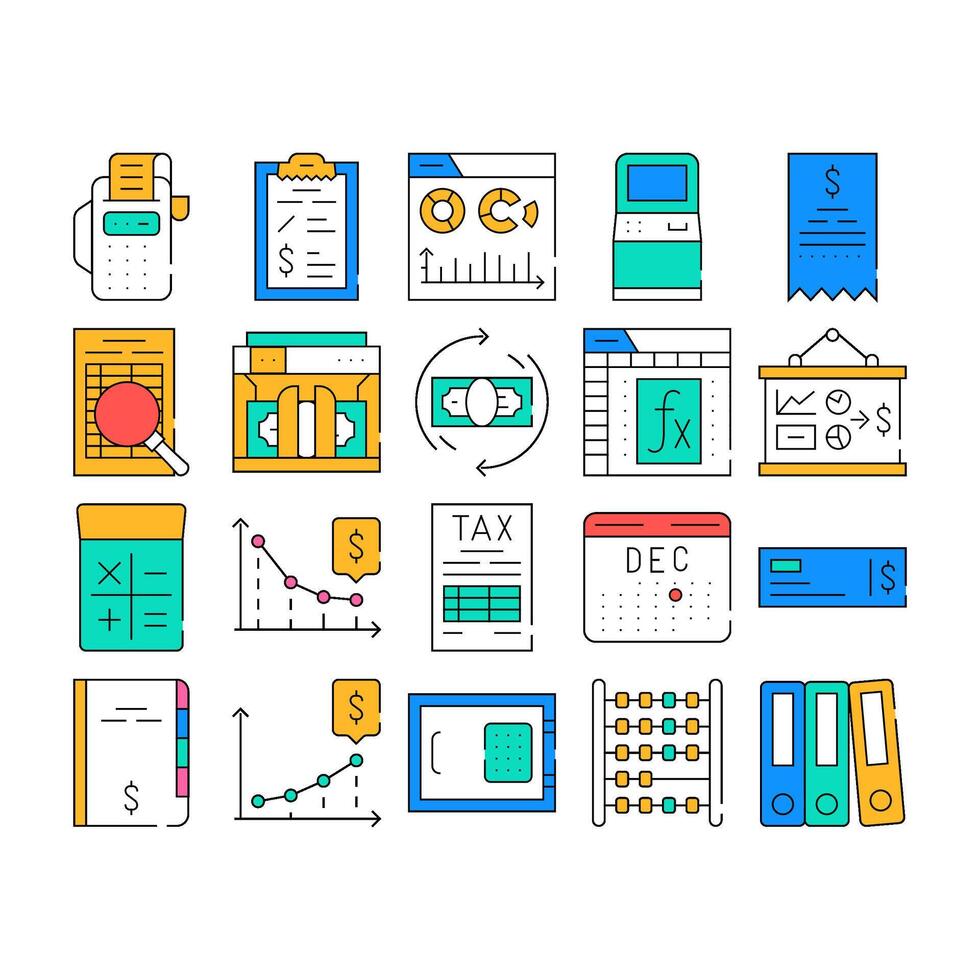 Accounting And Finance Collection Icons Set vector