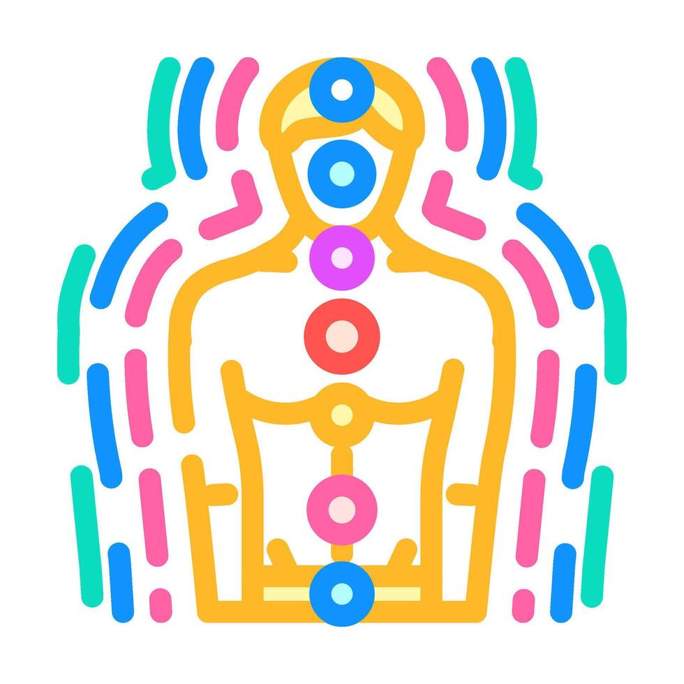 energy flow acupuncture color icon illustration vector