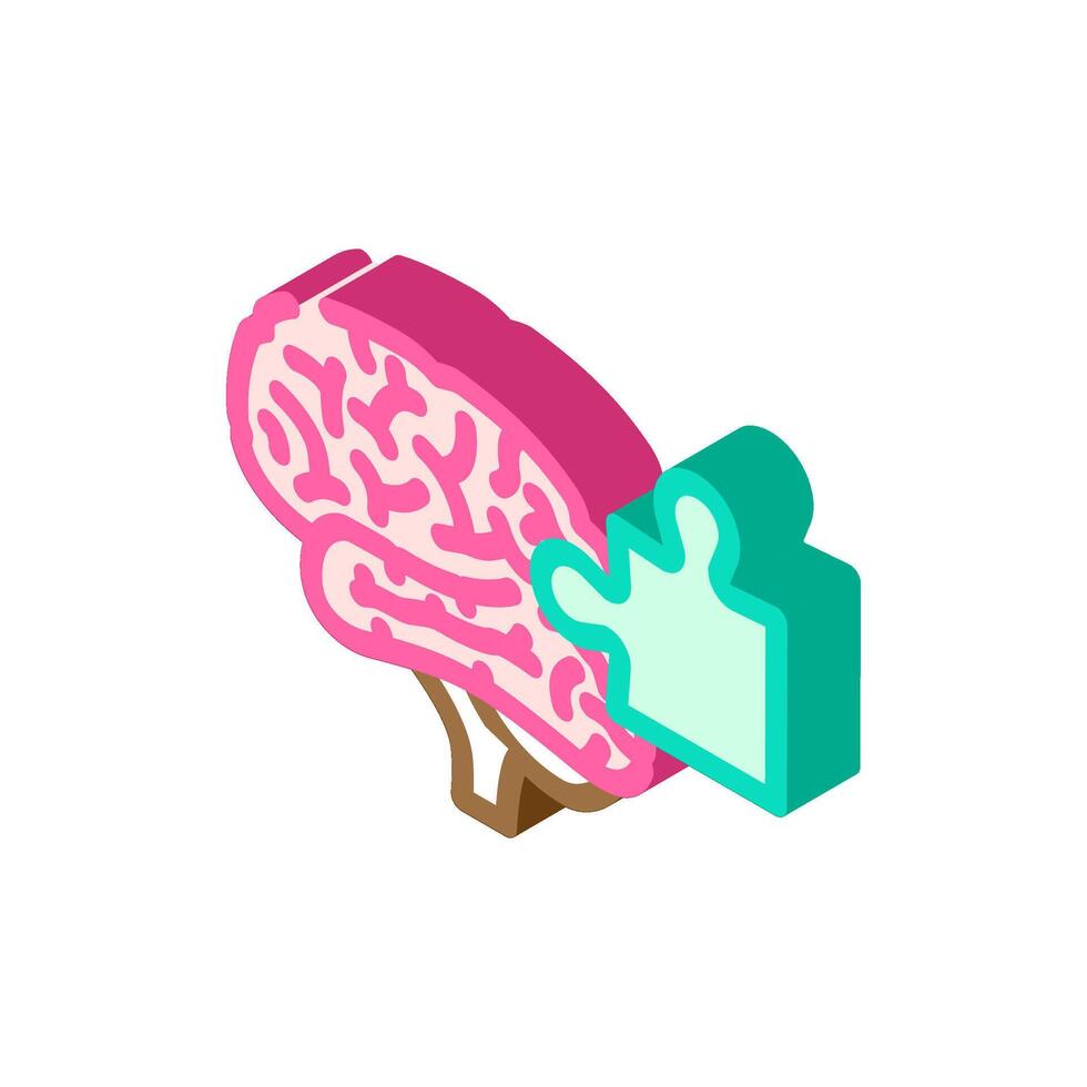 puzzle piece brainstorm isometric icon illustration vector
