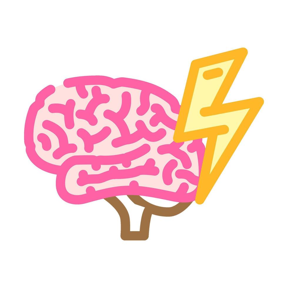 lightning bolt brainstorm color icon illustration vector