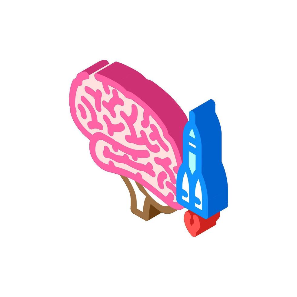 rocket brainstorm isometric icon illustration vector