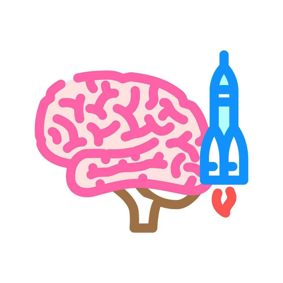 rocket brainstorm color icon illustration vector