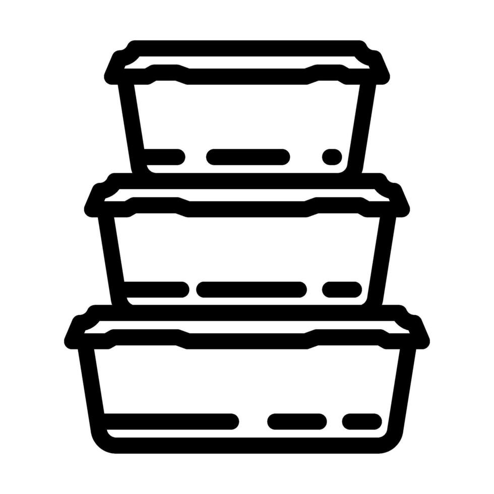 food storage container plastic package line icon illustration vector