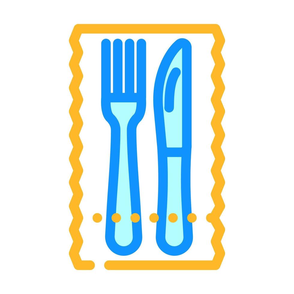 disposable cutlery plastic package color icon illustration vector