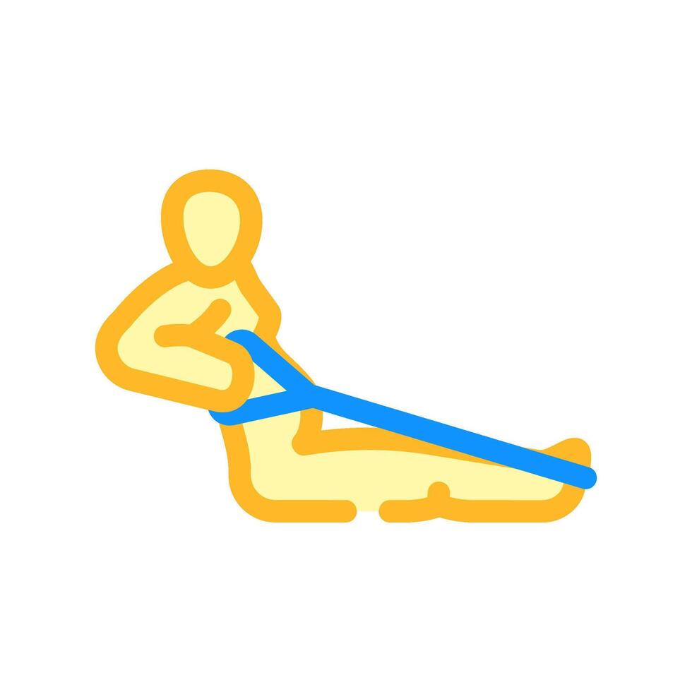 seated row resistance band pregnant fitness color icon illustration vector