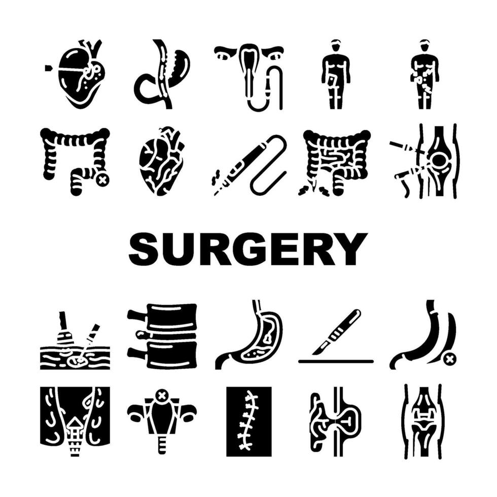 surgery medical operation icons set vector