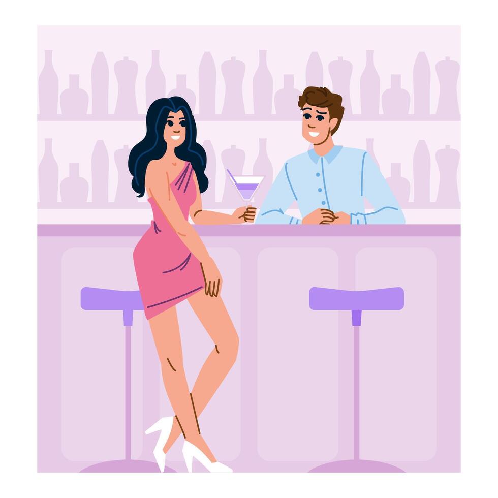 conversation chatting with bartender vector