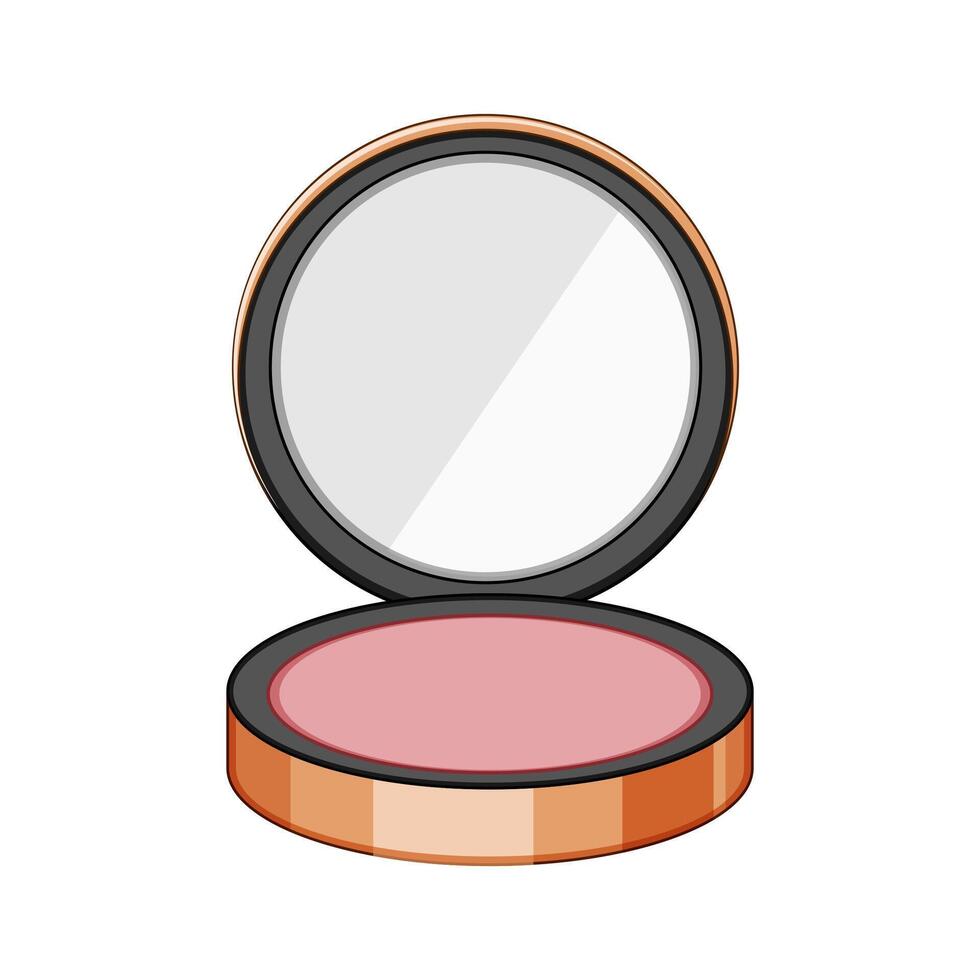 glow blush compact cartoon illustration vector