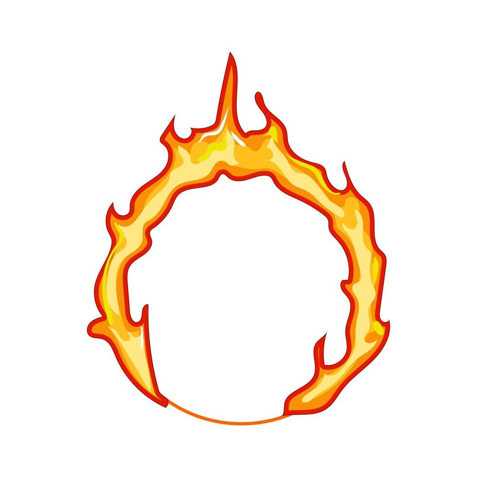 burn circle fire cartoon illustration vector