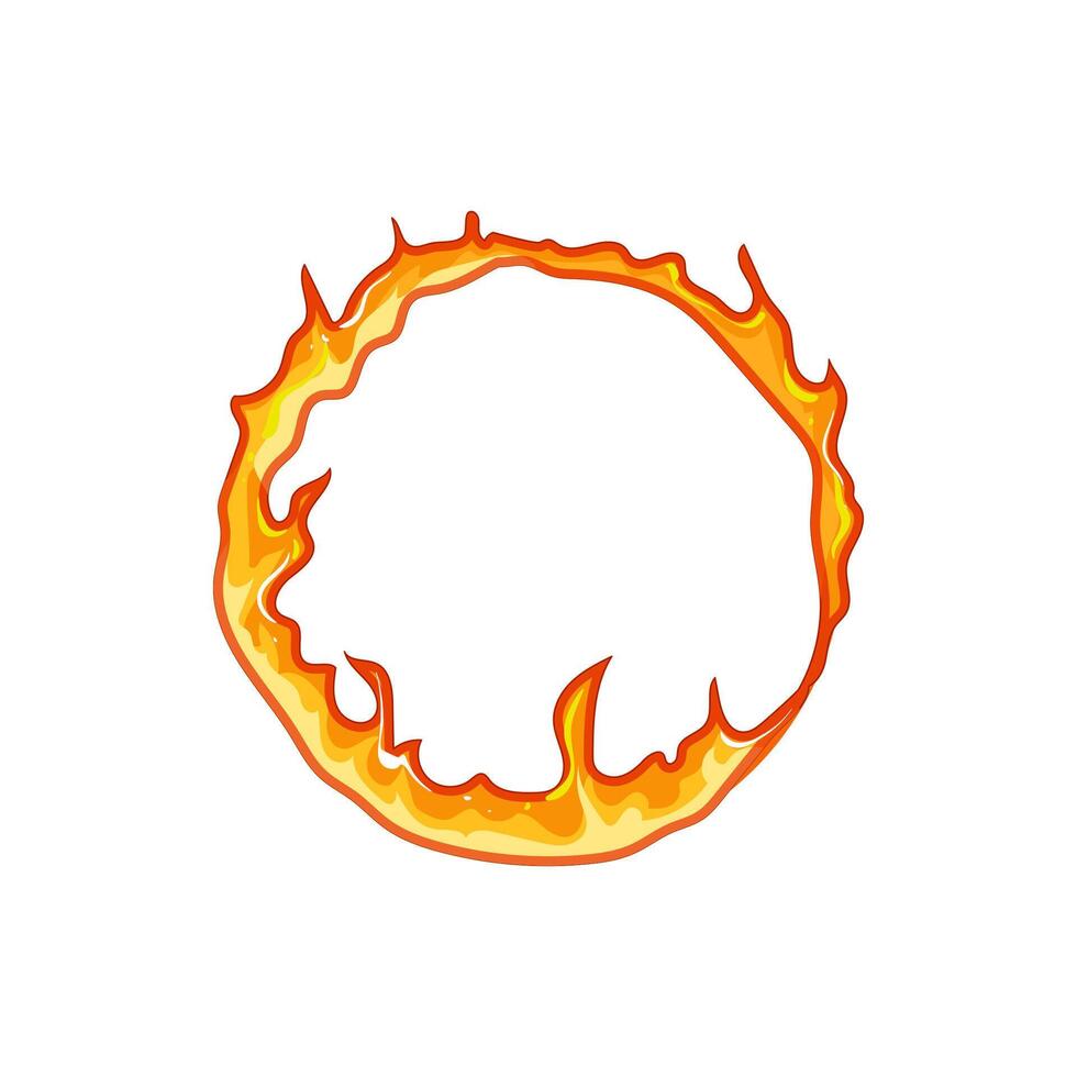 wild circle fire cartoon illustration vector