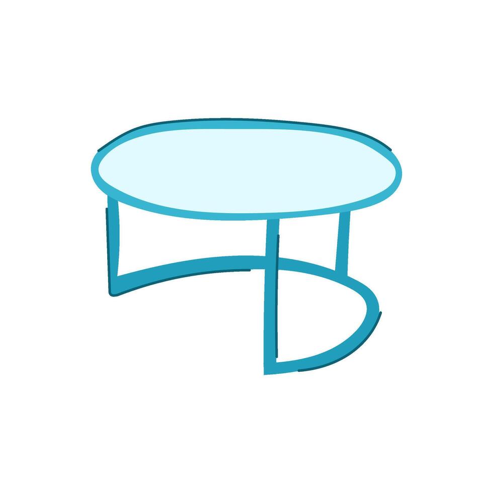 sleek glass table cartoon illustration vector