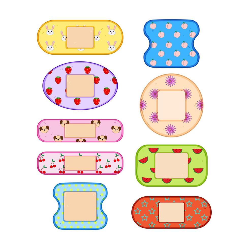 kid plaster set cartoon illustration vector