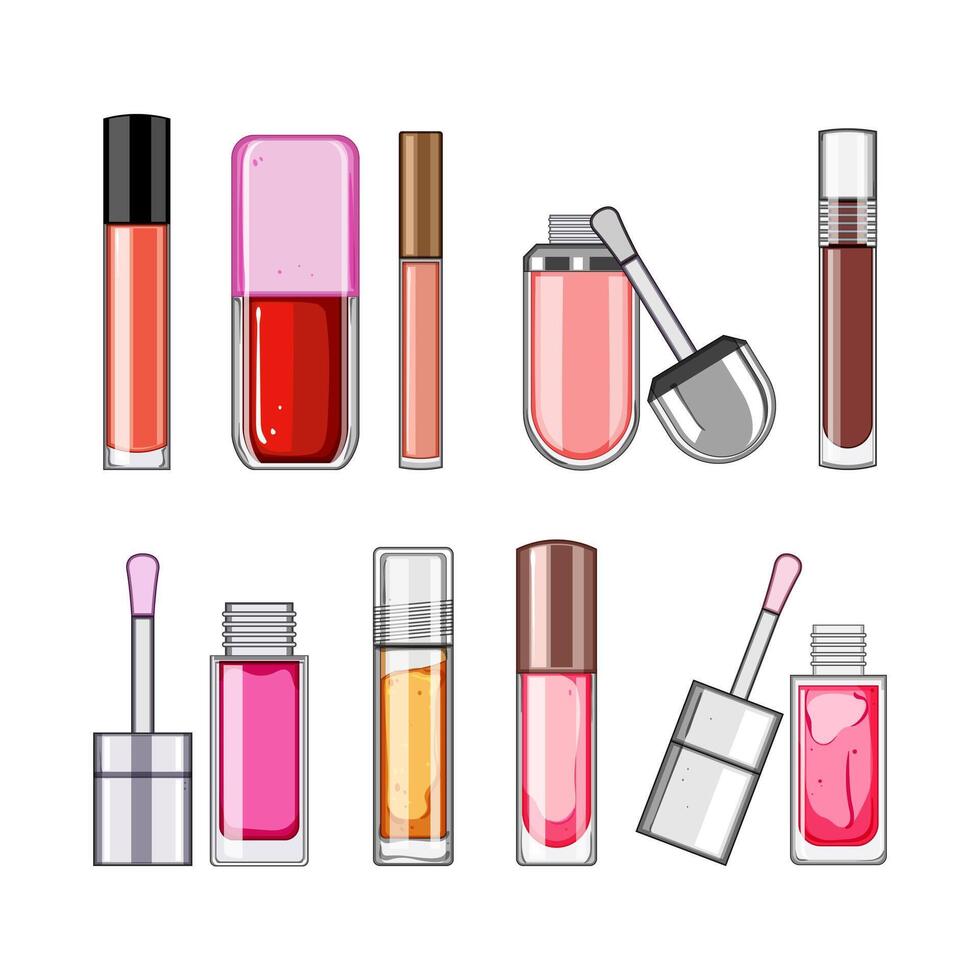 lip gloss set cartoon illustration vector