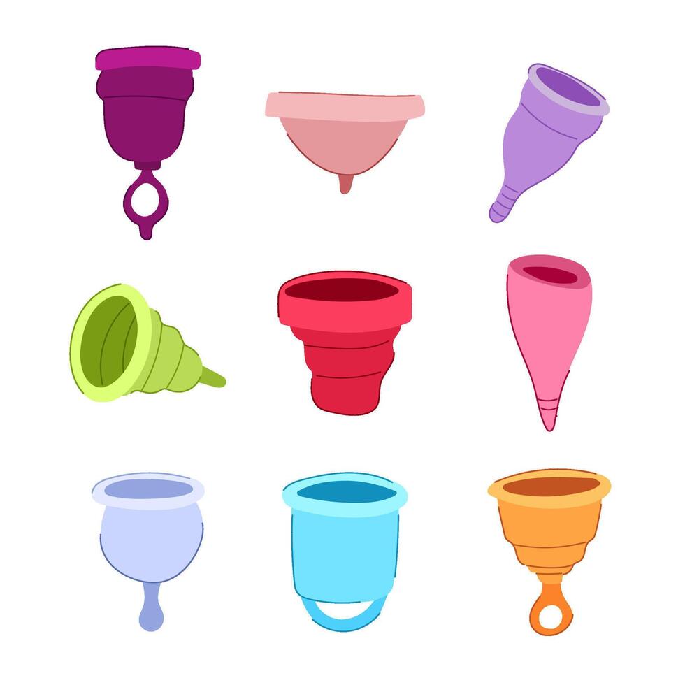 menstrual cup set cartoon illustration vector