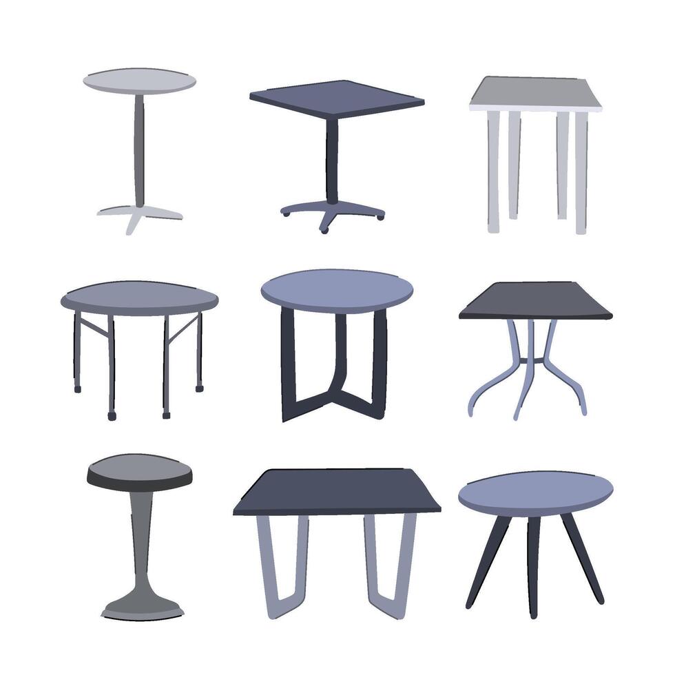 metal table set cartoon illustration vector