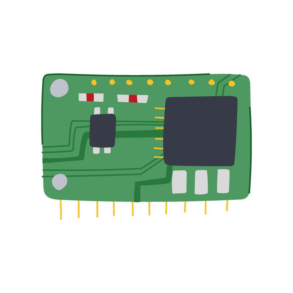 circuit microcontroller cartoon illustration vector