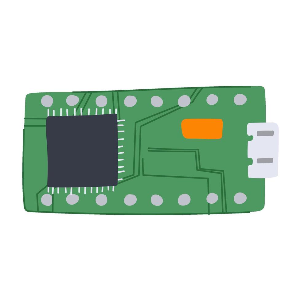 technology microcontroller cartoon illustration vector