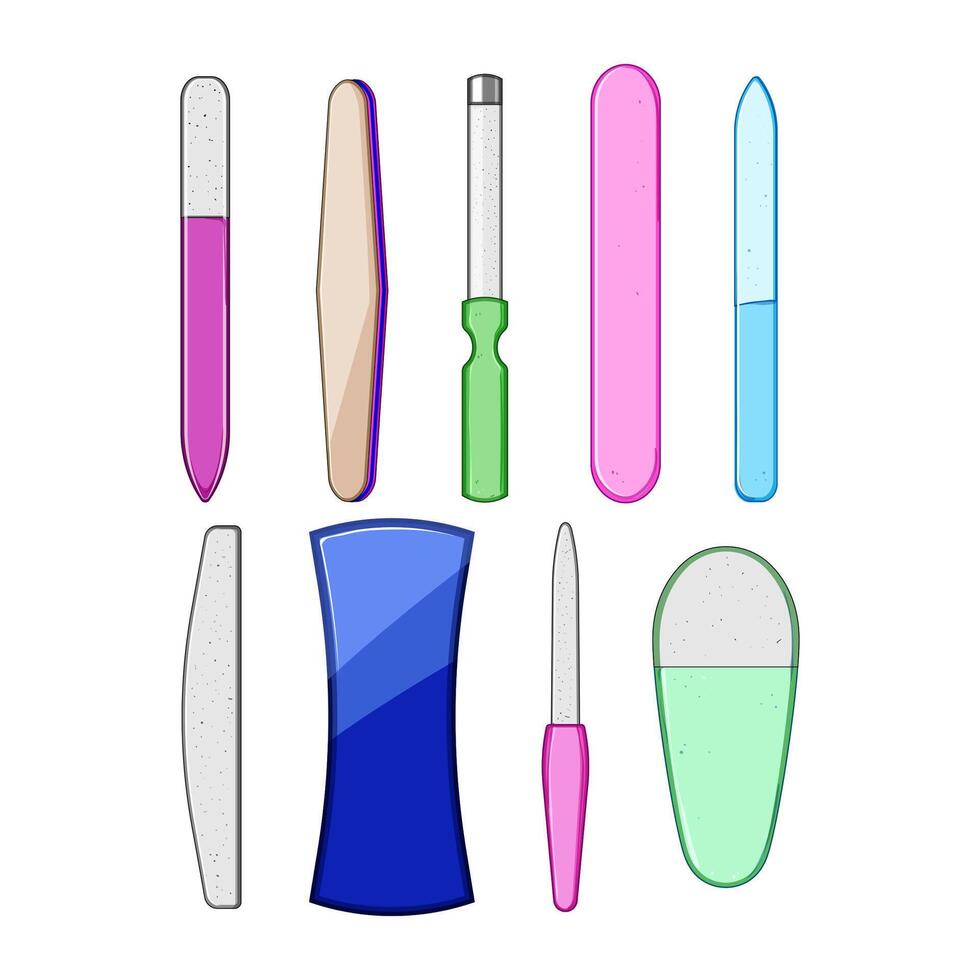 nail file set cartoon illustration vector