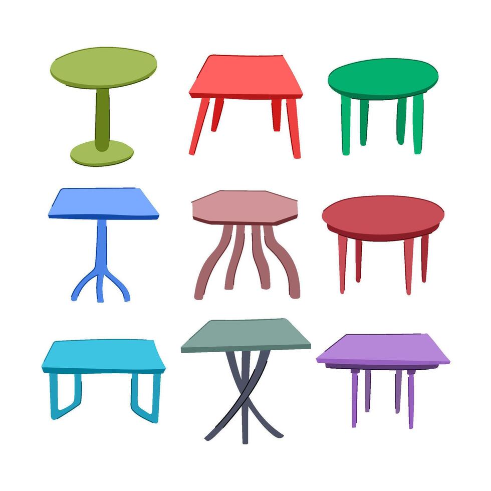 plastic table set cartoon illustration vector