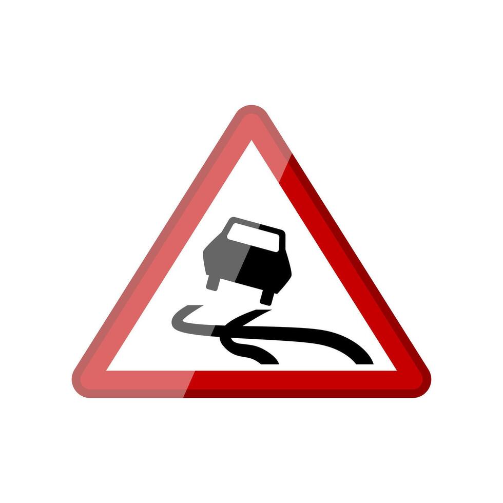warning road sign cartoon illustration vector