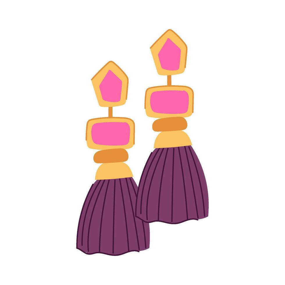 colorful tassel earrings cartoon illustration vector