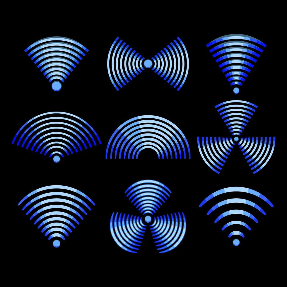 wireless signal wave set cartoon illustration vector