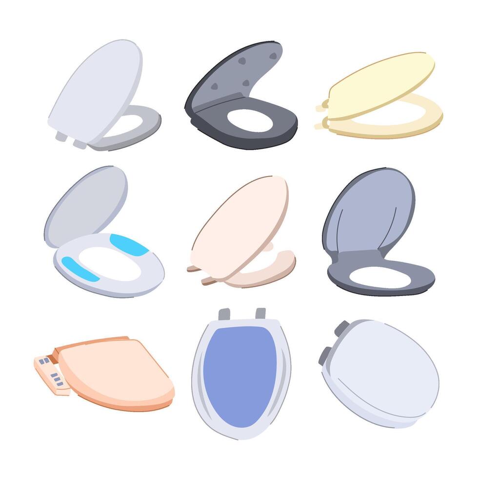 toilet seat set cartoon illustration vector