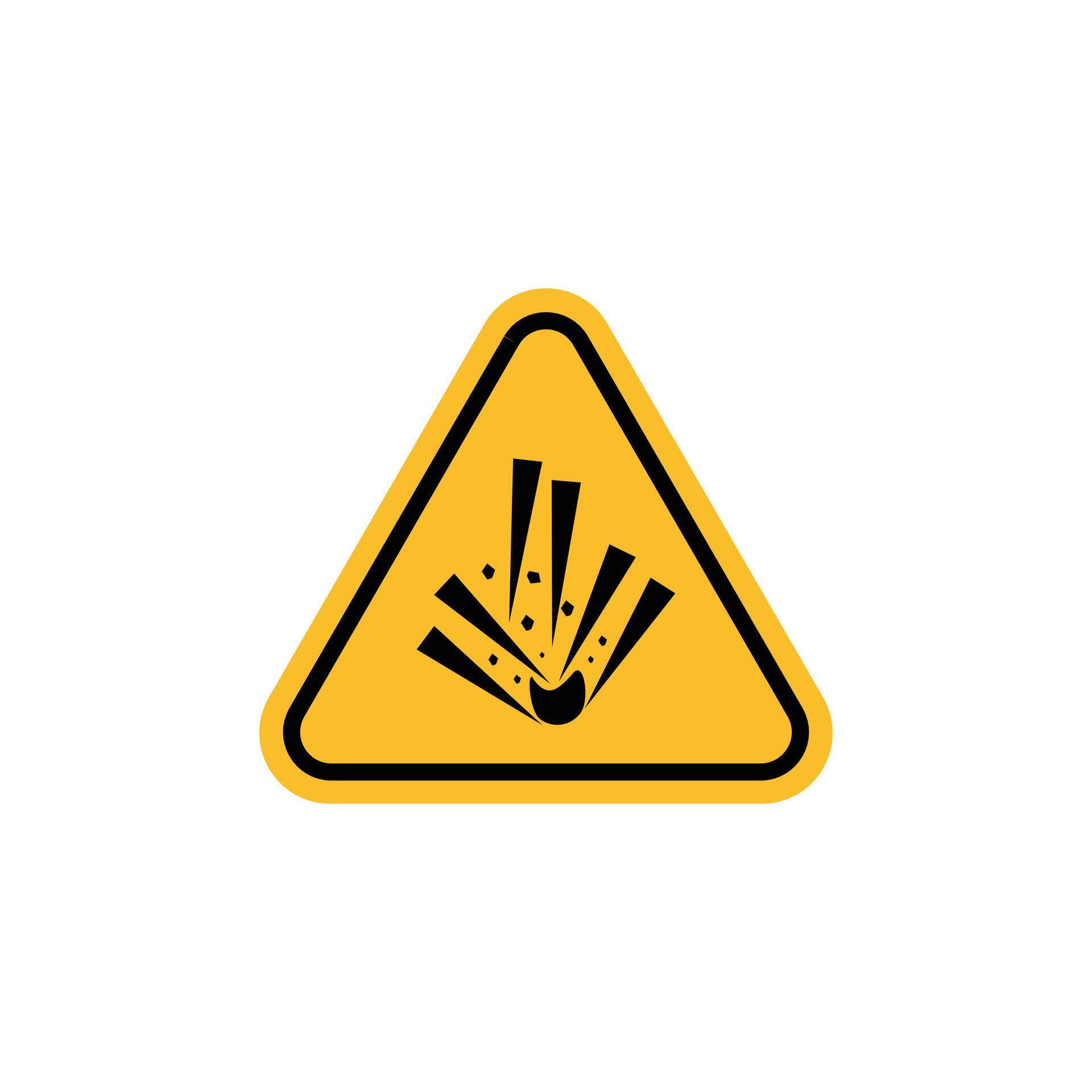 Explosive materials hazard sign icon set. Warning for areas storing