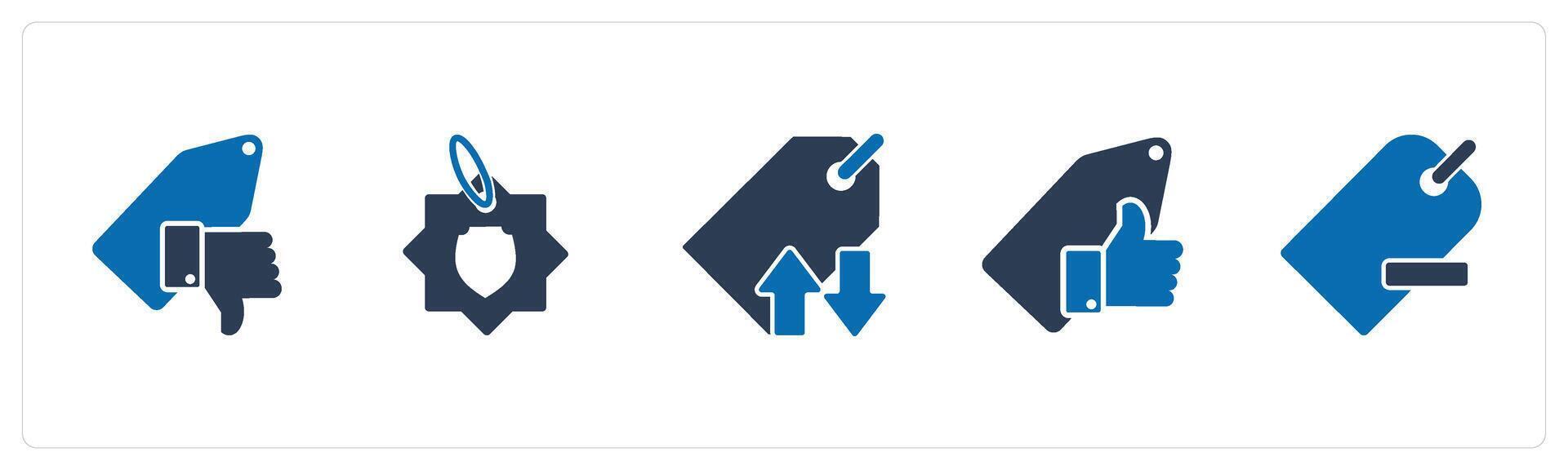 A set of 5 Business icon as remove tag, settings, synchronize tag vector