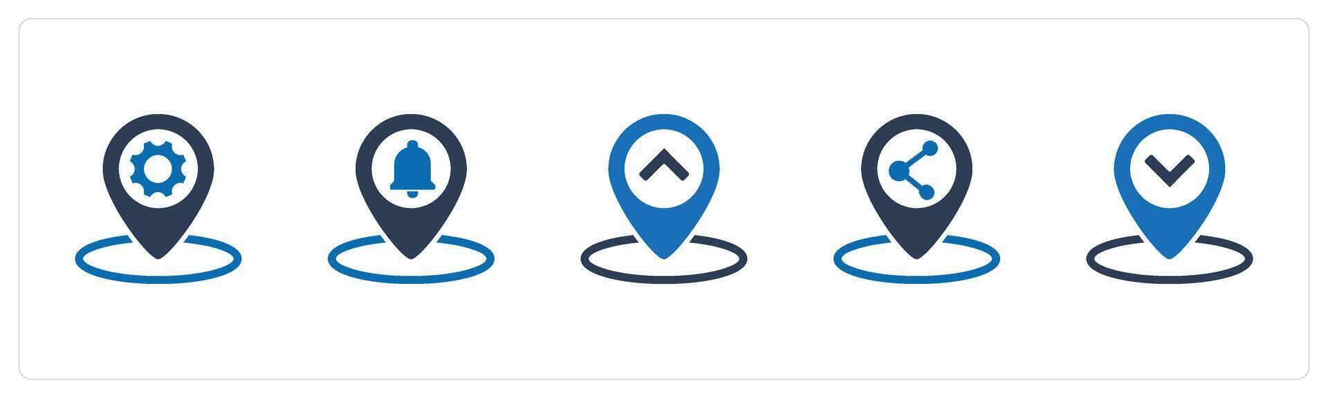 A set of 5 Business icon as location setting, location notification, location vector