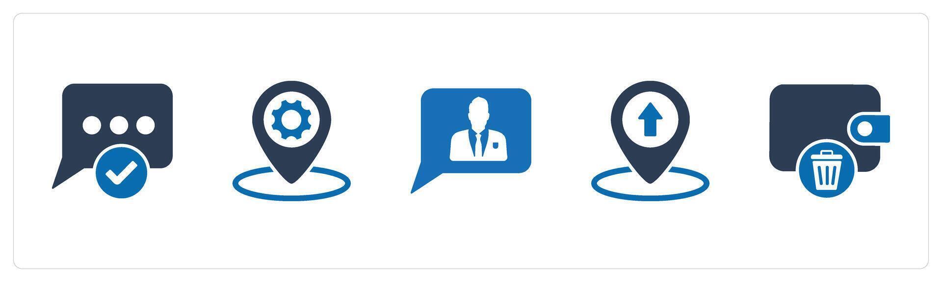 A set of 5 Business icons as approved message, location setting, user vector