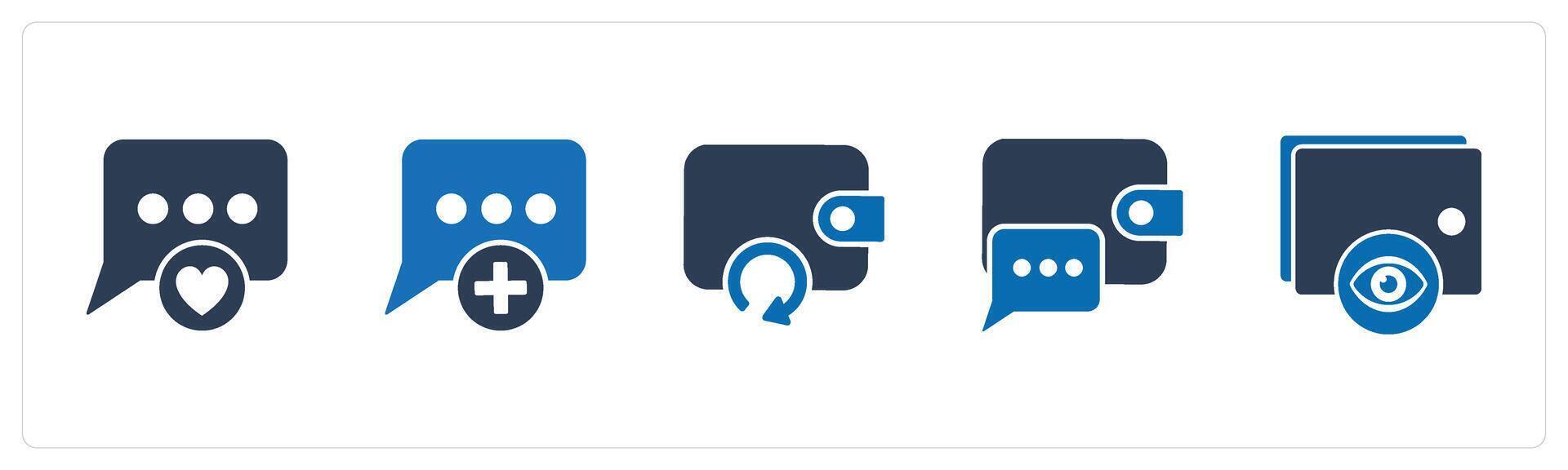 A set of 5 Business icons as favorite message, add message, update wallet vector