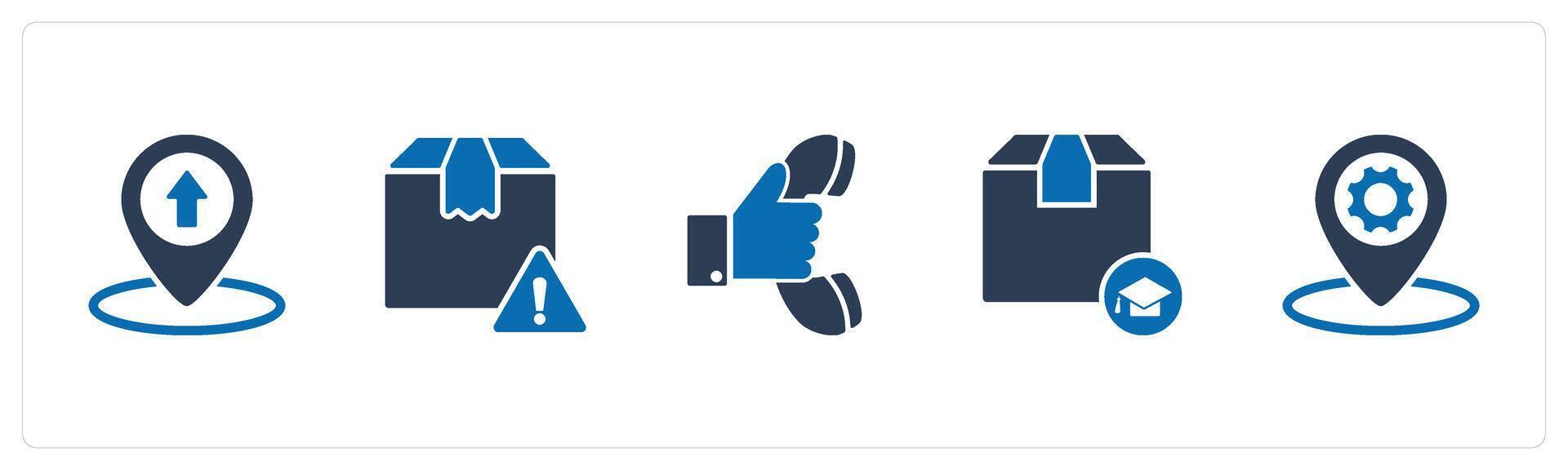 A set of 5 Business icons as pointer, order alert, phone receiver vector