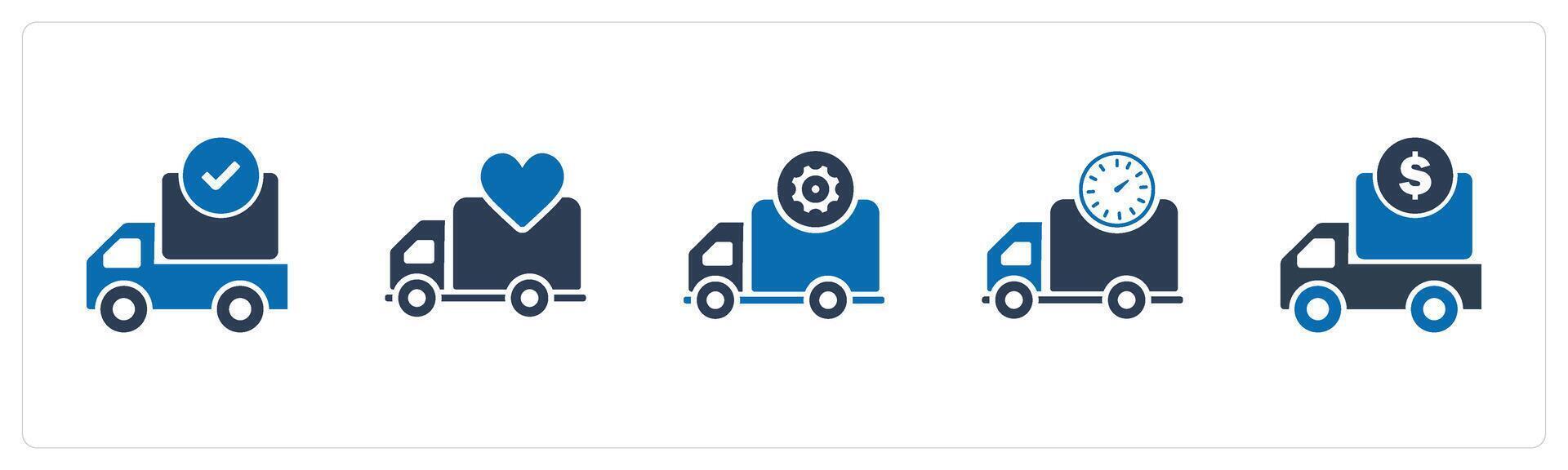 A set of 5 Business icons as delivered parcel, favorite delivery, delivery prohibited vector