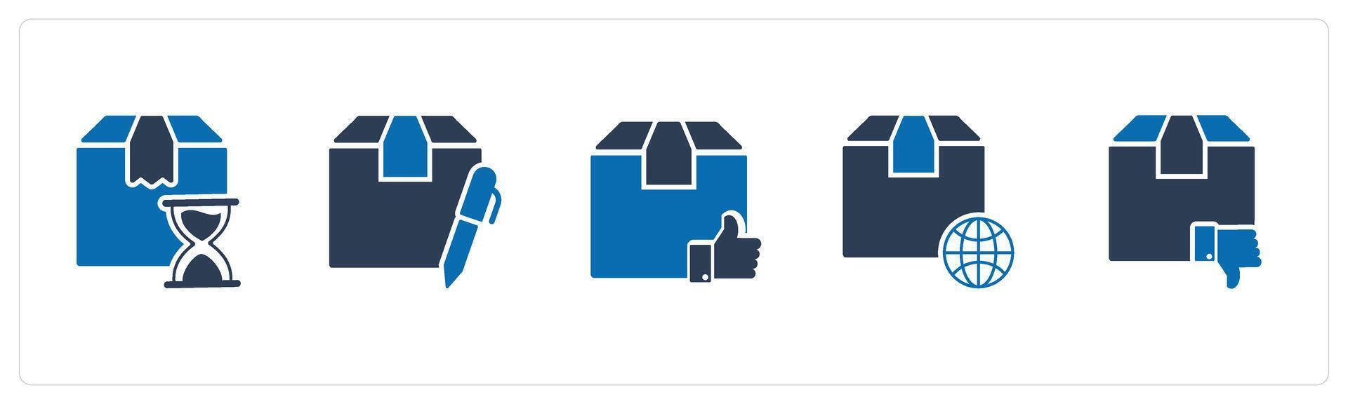 A set of 5 Business icons as delivery process time, edit order, approved order vector
