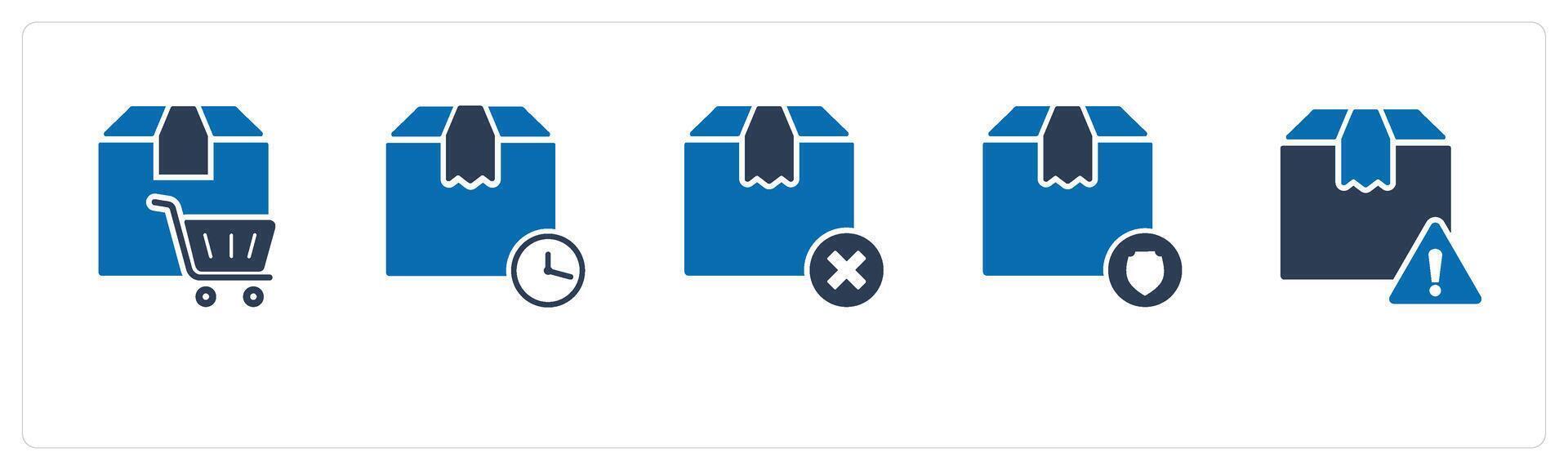 A set of 5 Business icons as cart order, delivery schedule, wrong order vector