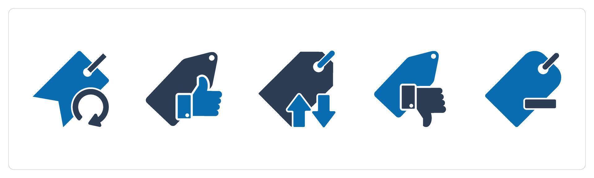 A set of 5 Business icons as refresh tag, approved tag, synchronize tag vector