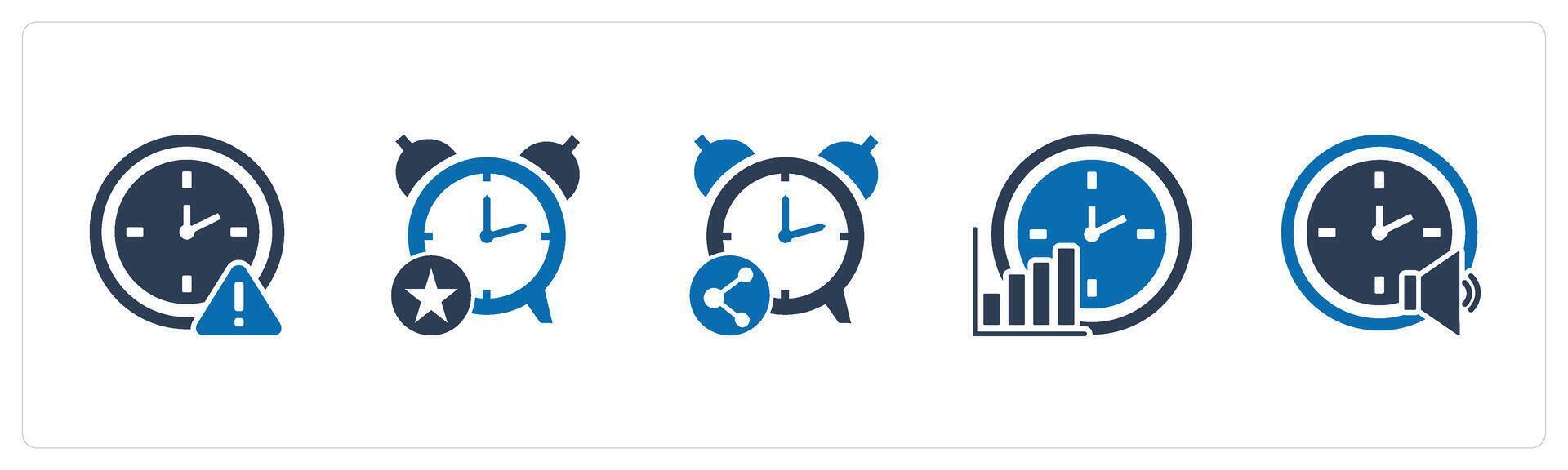 A set of 5 business icons as time maintenance, favorite time, share time vector