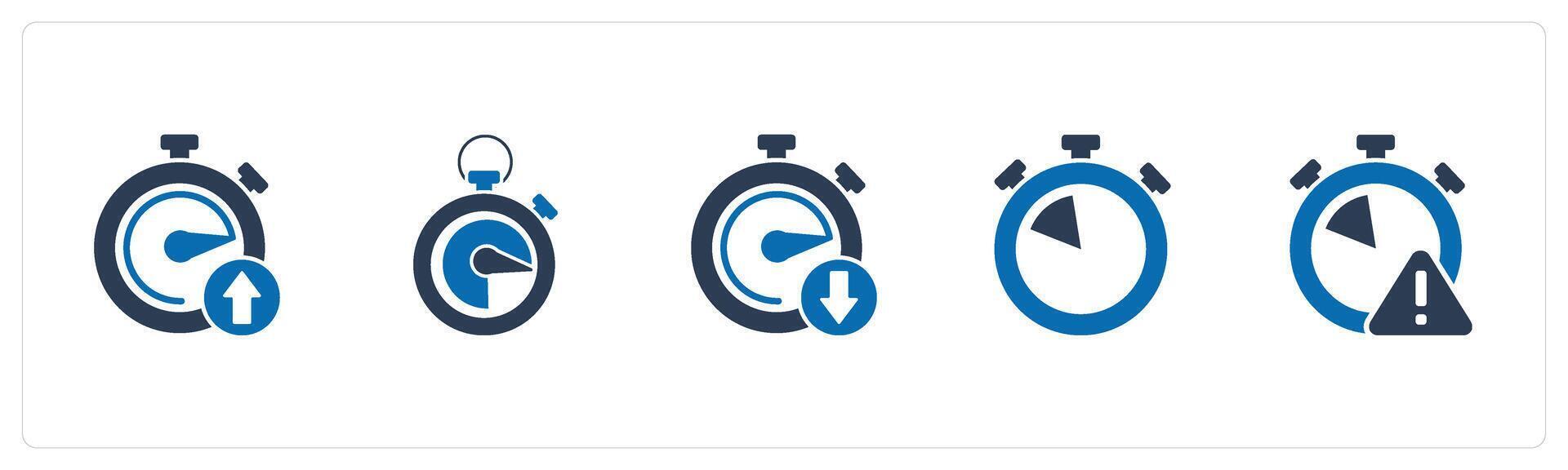 A set of 5 business icons as up time, speedometer, down time vector
